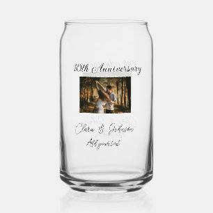 Wedding Anniversary add name year image text coule Can Glass