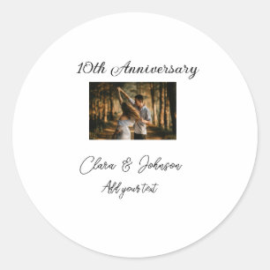 Wedding Anniversary add name year image text coule Classic Round Sticker