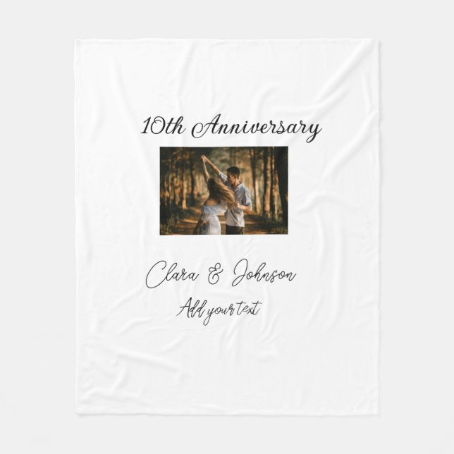 Wedding Anniversary add name year image text coule Fleece Blanket (Front)