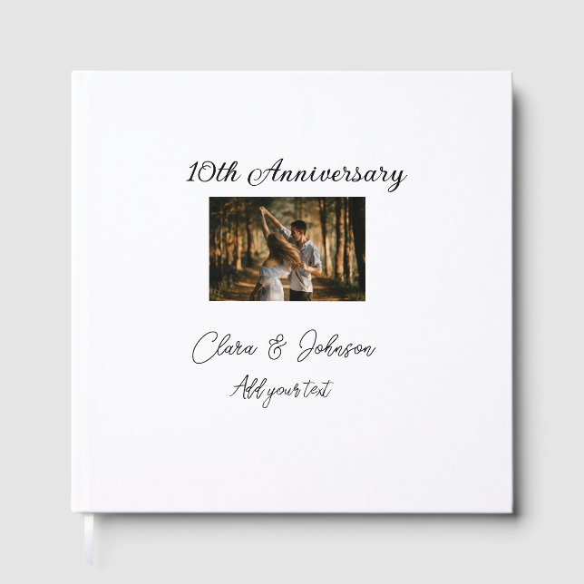 Wedding Anniversary add name year image text coule Guest Book (Front)