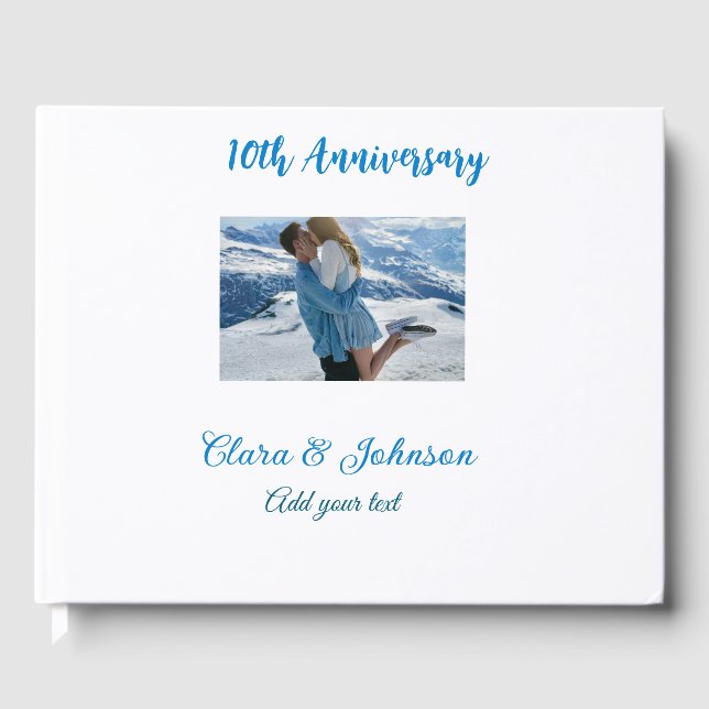 Wedding Anniversary add name year image text coule Guest Book (Front)