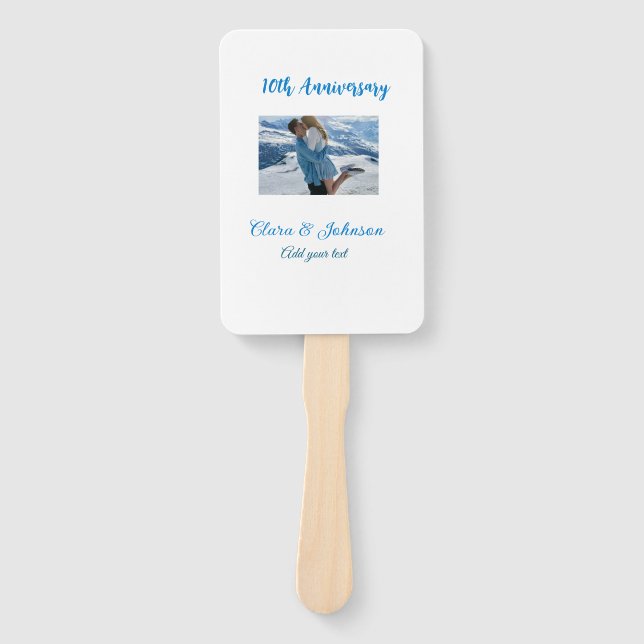Wedding Anniversary add name year image text coule Hand Fan (Front)