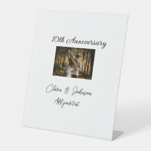 Wedding Anniversary add name year image text coule Pedestal Sign