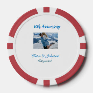 Wedding Anniversary add name year image text coule Poker Chips