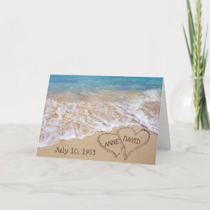 Wedding Anniversary Beach Hearts Card
