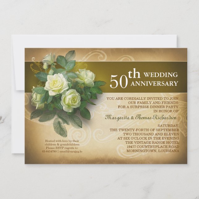 wedding anniversary beautiful vintage invitations (Front)