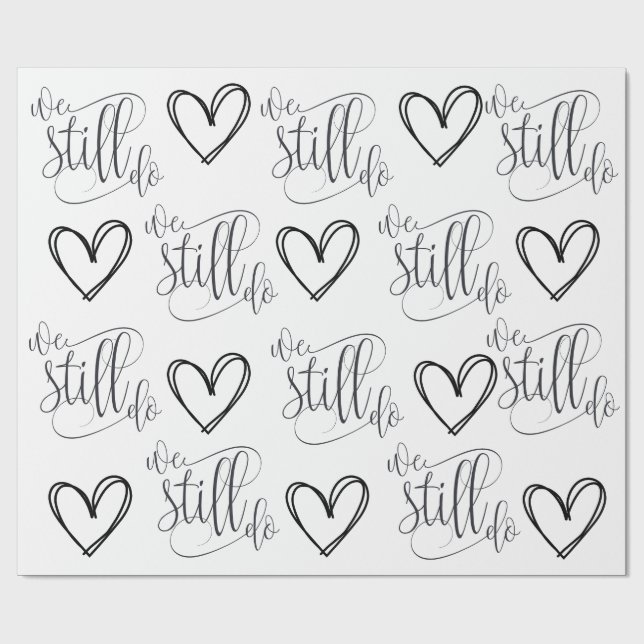 Wedding Anniversary Black and White Theme Wrapping Paper (Flat)