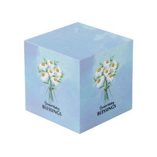 Wedding Anniversary Blessings Bouquet of Daisies Cube