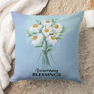 Wedding Anniversary Blessings Bouquet of Daisies Cushion