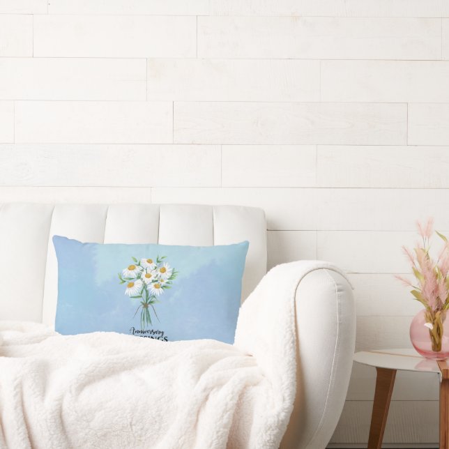 Wedding Anniversary Blessings Bouquet of Daisies Lumbar Cushion (Couch)