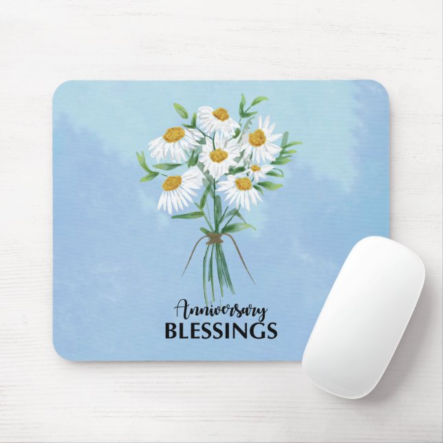 Wedding Anniversary Blessings Bouquet of Daisies Mouse Pad (With Mouse)
