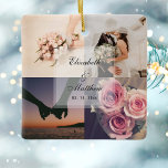Wedding Anniversary Bride and Groom Photo Collage<br><div class="desc">Wedding Anniversary Bride and Groom Photo Collage Ceramic Ornament</div>