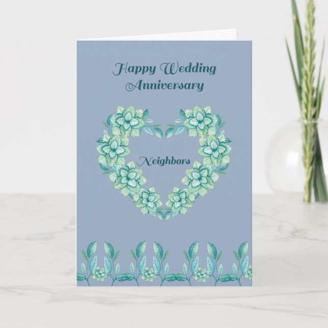 Wedding Anniversary Card for Neighbours in Blue (Front)