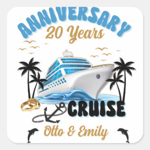 Wedding Anniversary Couple Cruise Square Sticker