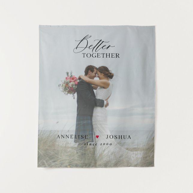 Wedding anniversary couple photo elegant tapestry (Front)