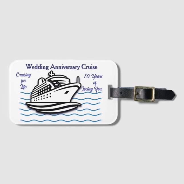 Wedding Anniversary Cruise PERSONALIZE Luggage Tag (Front Horizontal)