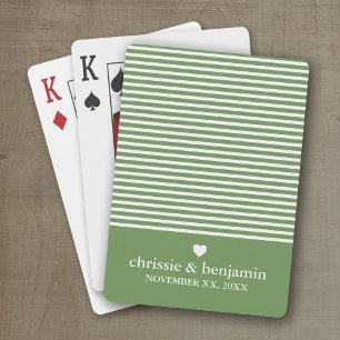 Wedding Anniversary Custom Bride Groom Date Stripe Playing Cards