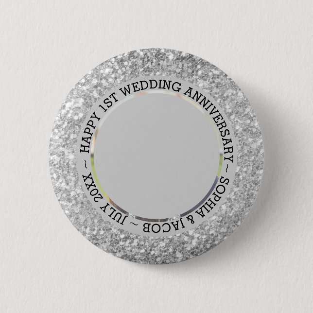 Wedding Anniversary Custom Photo 6 Cm Round Badge (Front)