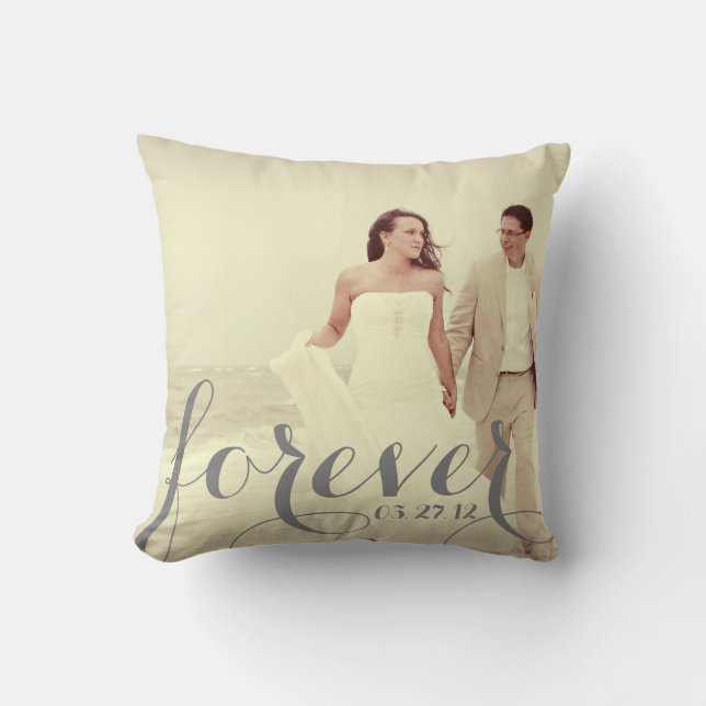 Wedding Anniversary Custom Photo Gift Cushion (Front)