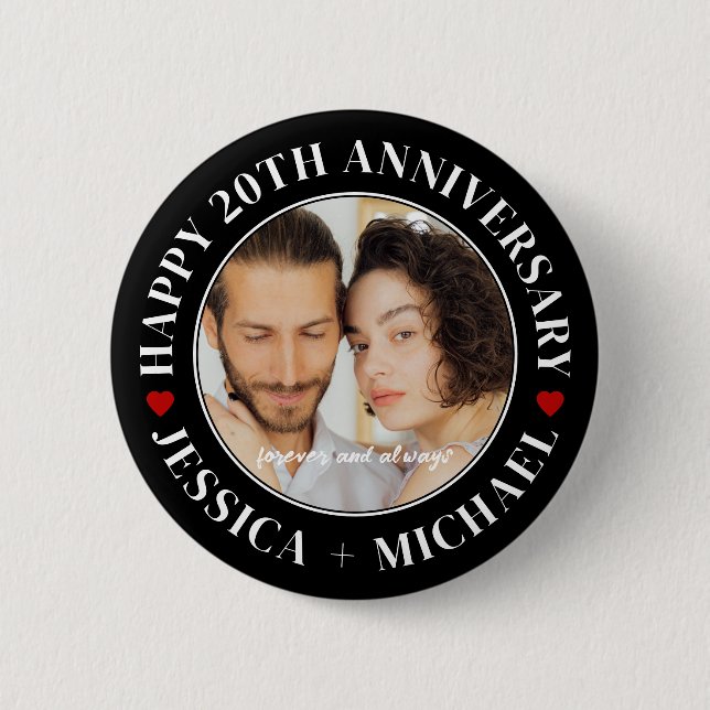 Wedding Anniversary Custom Photo Personalised 6 Cm Round Badge (Front)
