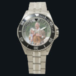 Wedding Anniversary Custom Years Photo Watch<br><div class="desc">Personalised photo watch for your wedding anniversary (or personalise for anything you want!). The template is set up for you to add your own photo and you can also edit all of the text if you wish. The wording sits on a semi-transparent border overlay above your photo. The sample text...</div>