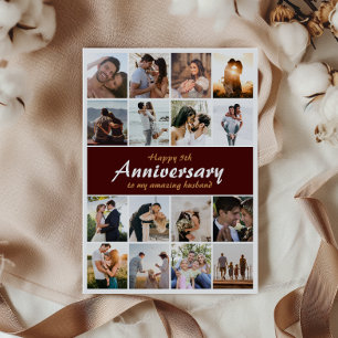 Wedding Anniversary Customise Collage Photo Card