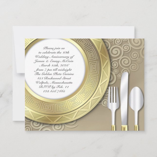 Wedding Anniversary Dinner Party Formal Invitation (Front)