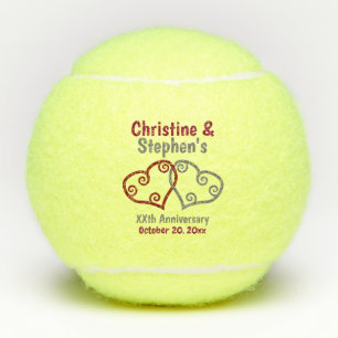 Wedding Anniversary Elegant Heart Gift or Favour Tennis Balls