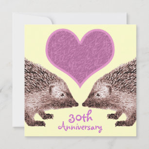 Wedding Anniversary - Faithful Hedgehogs in Love Invitation