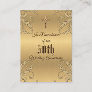 Wedding Anniversary Favour Golden Cross Holy Card