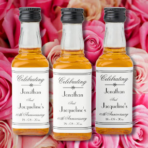 Wedding Anniversary Favours Classic White Mini  Liquor Bottle Label