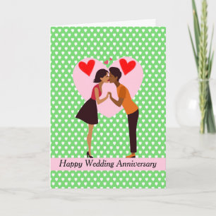 Wedding Anniversary for Cute Black Couple Card