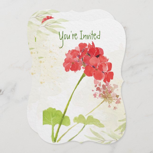 Wedding Anniversary Geranium Garden Flower Invitat Invitation (Front/Back)