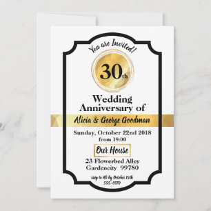 Wedding Anniversary gold elegant invitation card