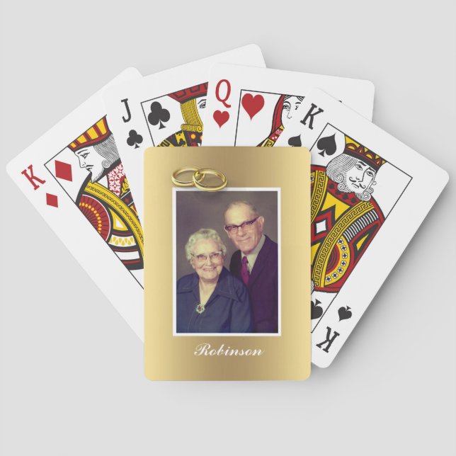 Wedding Anniversary - Golden personalised Playing Cards (Back)