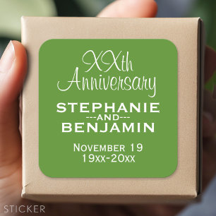 Wedding Anniversary - Green and White Square Sticker