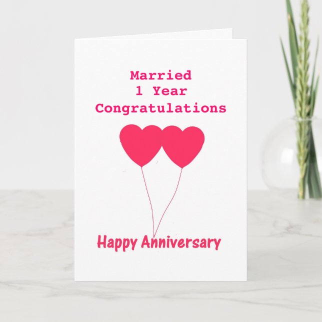 Wedding Anniversary I year, Card. Personalise it. Card (Front)