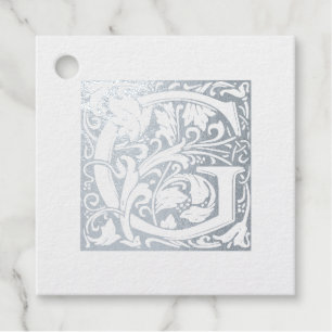 Wedding Anniversary Illuminated Letter G Monogram Favour Tags