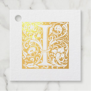 Wedding Anniversary Illuminated Letter I Monogram Favour Tags