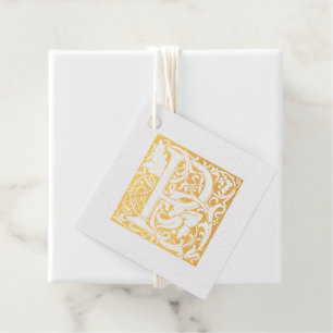 Wedding Anniversary Illuminated Letter P Monogram Favour Tags