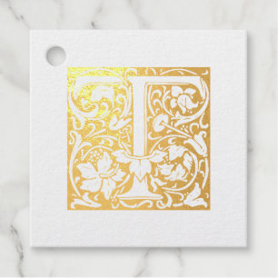 Wedding Anniversary Illuminated Letter T Monogram Favour Tags