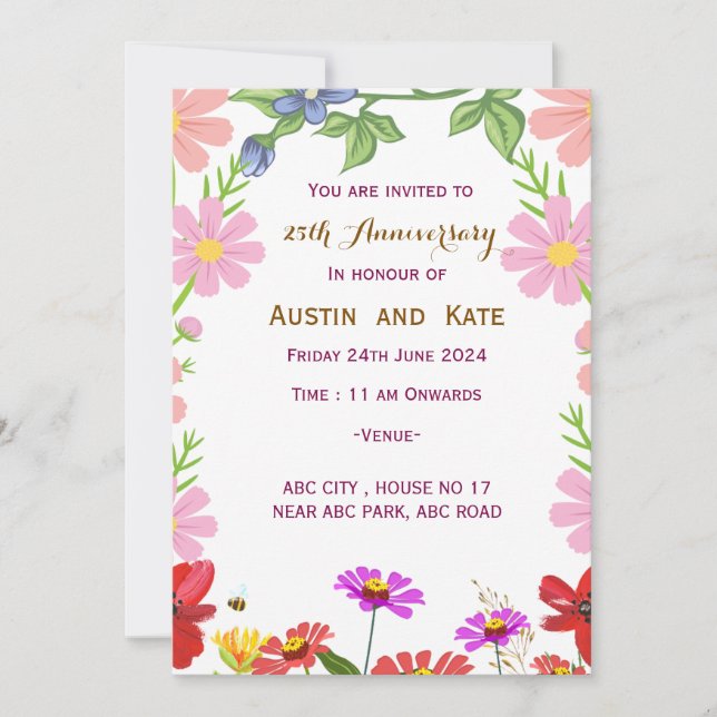 Wedding Anniversary Invitation  (Front)