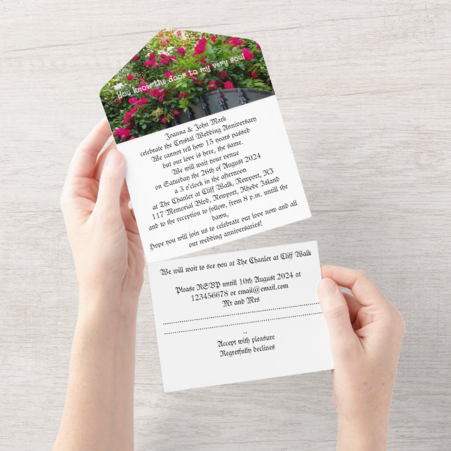 wedding anniversary invitation red roses gate    (Tearaway)