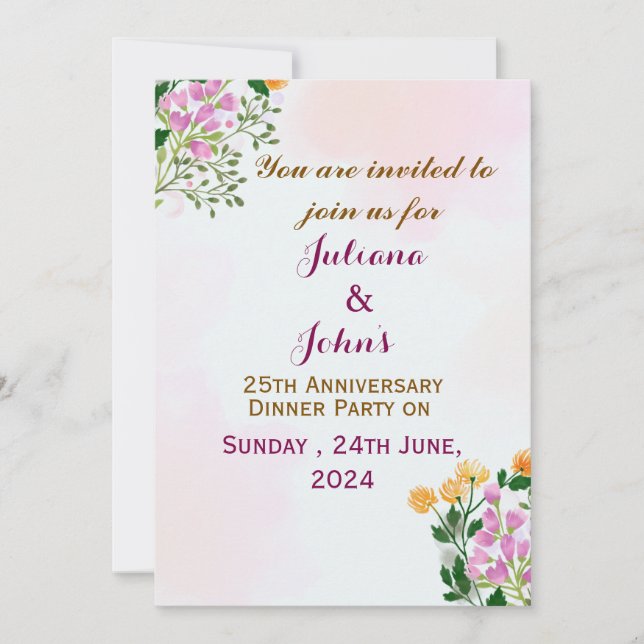 Wedding Anniversary Invitations  (Front)