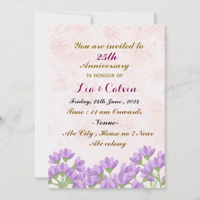 Wedding Anniversary Invitations  (Front)