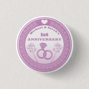 Wedding anniversary Lace look change the year 3 Cm Round Badge