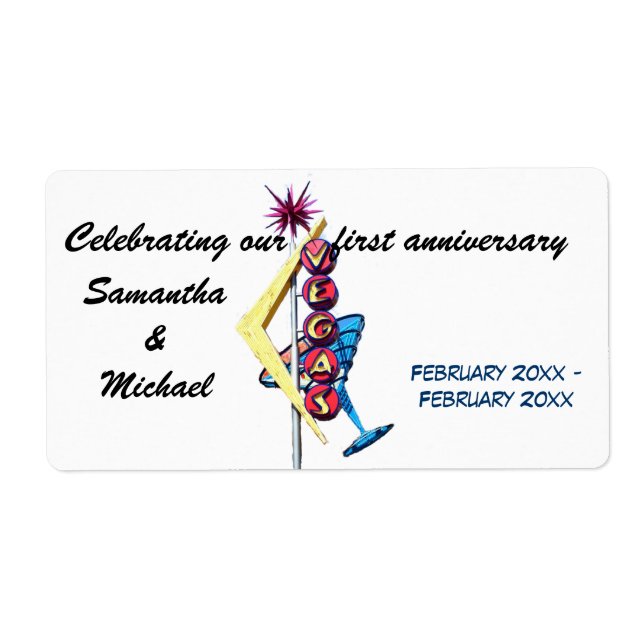 Wedding Anniversary Las Vegas Wine Labels (Front)