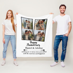 Wedding Anniversary Love 4 Photo Collage Couple Fleece Blanket