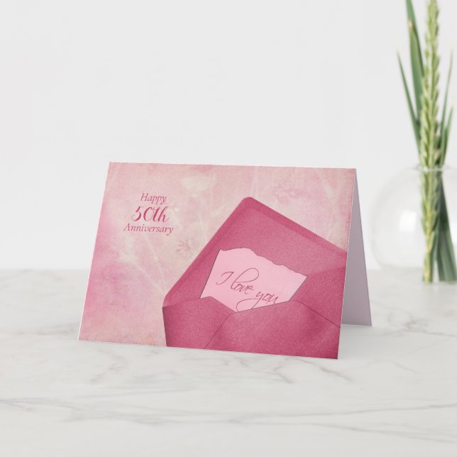 wedding anniversary love note in envelope holiday card (Front)