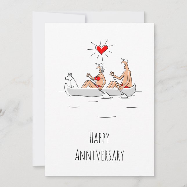 Wedding Anniversary Married Couple Heart Canoe (Front)